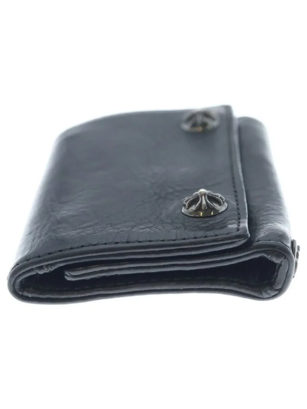 Chrome Hearts Cross Ball Button Leather Wallet Black